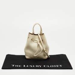 Furla White Pebbled Leather Mini Stacy Bucket Bag