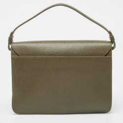 Pre Owned Furla Olive Green Leather Small Metropolis Crossbody Bag