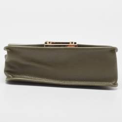 Pre Owned Furla Olive Green Leather Small Metropolis Crossbody Bag