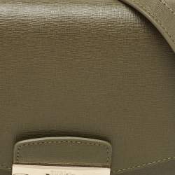 Pre Owned Furla Olive Green Leather Small Metropolis Crossbody Bag