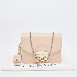 Pre Owned Furla Old Rose Leather Mini Metropolis Crossbody Bag