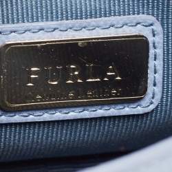 Pre Owned Furla Light Blue Leather Mini Metropolis Crossbody Bag