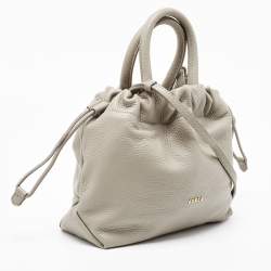 Furla Grey Leather Mini Bucket Tote