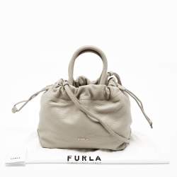 Furla Grey Leather Mini Bucket Tote