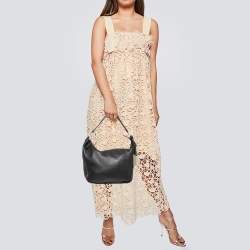 Furla Dark Brown Grained Leather Ring Handle Hobo