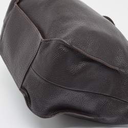 Furla Dark Brown Grained Leather Ring Handle Hobo