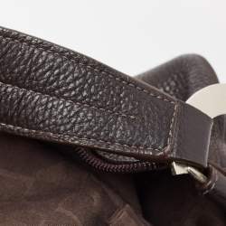 Furla Dark Brown Grained Leather Ring Handle Hobo