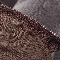 Furla Dark Brown Grained Leather Ring Handle Hobo