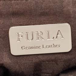 Furla Dark Brown Grained Leather Ring Handle Hobo