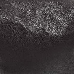 Furla Dark Brown Grained Leather Ring Handle Hobo