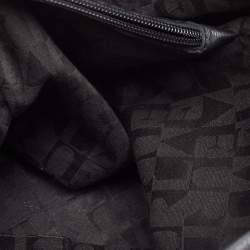 Furla Metallic Dark Grey Leather Drawstring  Tote