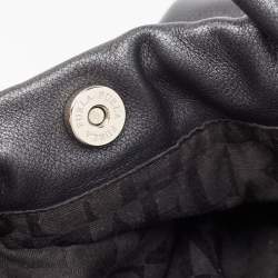 Furla Metallic Dark Grey Leather Drawstring  Tote