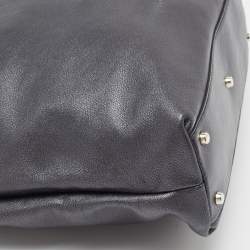 Furla Metallic Dark Grey Leather Drawstring  Tote