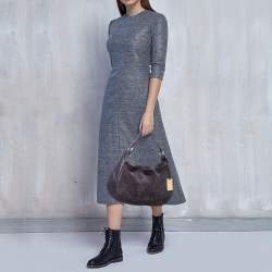 Pre Owned Furla Purple Suede and Leather Ring Handle Hobo