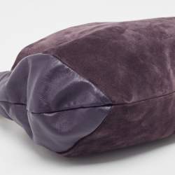 Pre Owned Furla Purple Suede and Leather Ring Handle Hobo