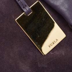 Pre Owned Furla Purple Suede and Leather Ring Handle Hobo
