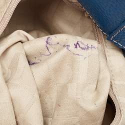 Pre Owned Furla Blue Leather Front Pocket Bucket Bag