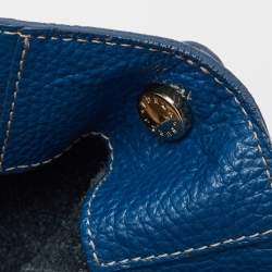 Pre Owned Furla Blue Leather Front Pocket Bucket Bag