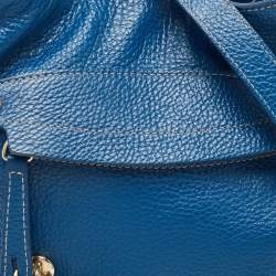 Pre Owned Furla Blue Leather Front Pocket Bucket Bag