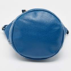 Pre Owned Furla Blue Leather Front Pocket Bucket Bag