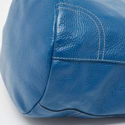 Pre Owned Furla Blue Leather Front Pocket Bucket Bag