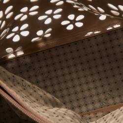 Pre Owned Furla Beige floral Lasercut Leather Tote