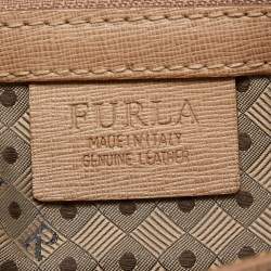 Pre Owned Furla Beige floral Lasercut Leather Tote