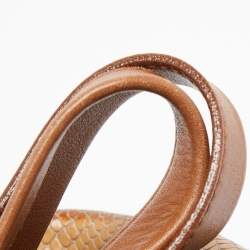 Pre Owned Furla Multicolor Snakeskin Embossed and Leather Stripe Musa Tote