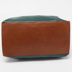 Pre Owned Furla Multicolor Snakeskin Embossed and Leather Stripe Musa Tote