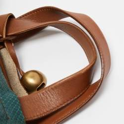 Pre Owned Furla Multicolor Snakeskin Embossed and Leather Stripe Musa Tote