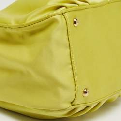 Furla Neon Yellow/Brown Satin And Snakeskin Embossed Leather Tote
