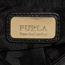مملوكة مسبقًا Furla Black/Blue Leather Flap Shoulder Bag