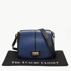 مملوكة مسبقًا Furla Black/Blue Leather Flap Shoulder Bag