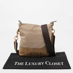 Pre Owned Furla Beige Nylon and Nubuck Leather Crossbody Bag