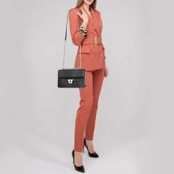 Pre Owned Furla Black Leather Mughetto Shoulder Bag