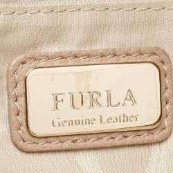Pre Owned Furla Beige Leather Top Zip Tote