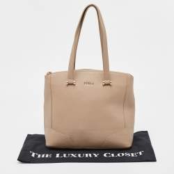 Pre Owned Furla Beige Leather Top Zip Tote