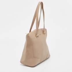 Pre Owned Furla Beige Leather Top Zip Tote