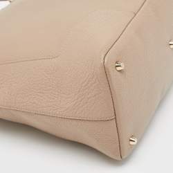 Pre Owned Furla Beige Leather Top Zip Tote