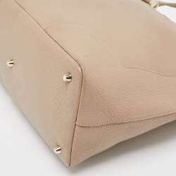 Pre Owned Furla Beige Leather Top Zip Tote