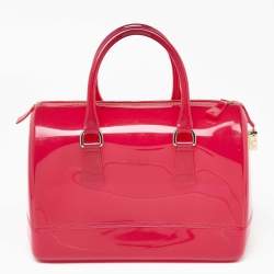 Pre Owned Furla Pink Rubber Candy Satchel