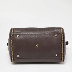 Pre Owned Furla Brown Leather Zip Satchel