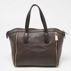 Pre Owned Furla Brown Leather Zip Satchel