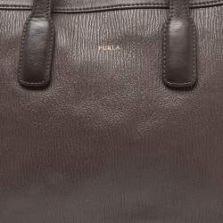 Pre Owned Furla Brown Leather Zip Satchel