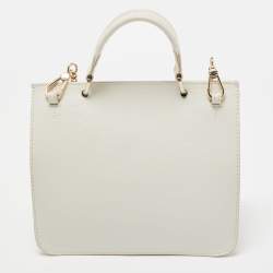 Pre Owned Furla Off White Leather Julia Top Handle Bag