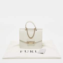 Pre Owned Furla Off White Leather Julia Top Handle Bag