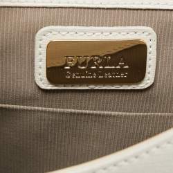 Pre Owned Furla Off White Leather Julia Top Handle Bag