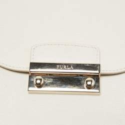 Pre Owned Furla Off White Leather Julia Top Handle Bag