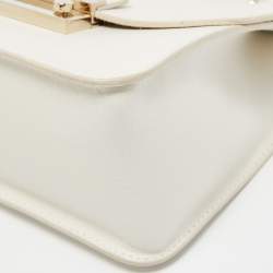 Pre Owned Furla Off White Leather Julia Top Handle Bag
