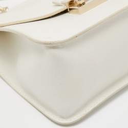 Pre Owned Furla Off White Leather Julia Top Handle Bag